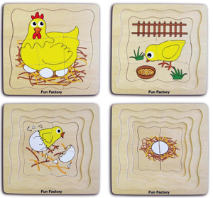 Four Layer Egg to Chicken Wooden Puzzle