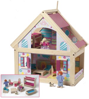Timber Dolls House with furniture doll houses