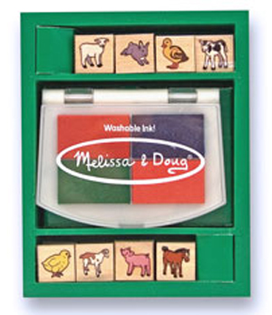 Wooden Baby Farm Animals Stamps Set
