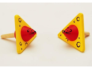 Mouse and Cheese Spinning Top - Wooden