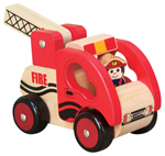Wooden Fire Engine with Driver