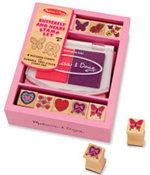Wooden Butterfly and Hearts Stamps Set